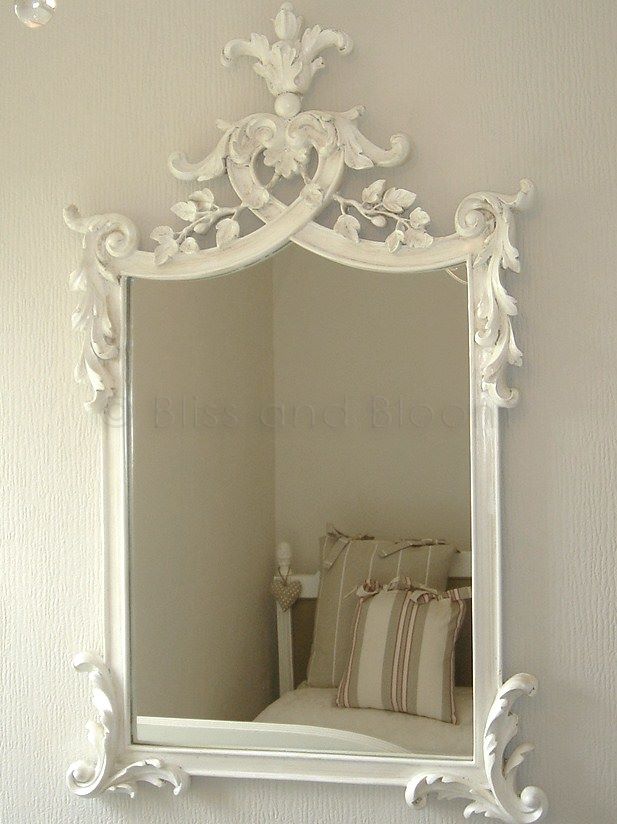 French style antique white mirror Bliss and Bloom